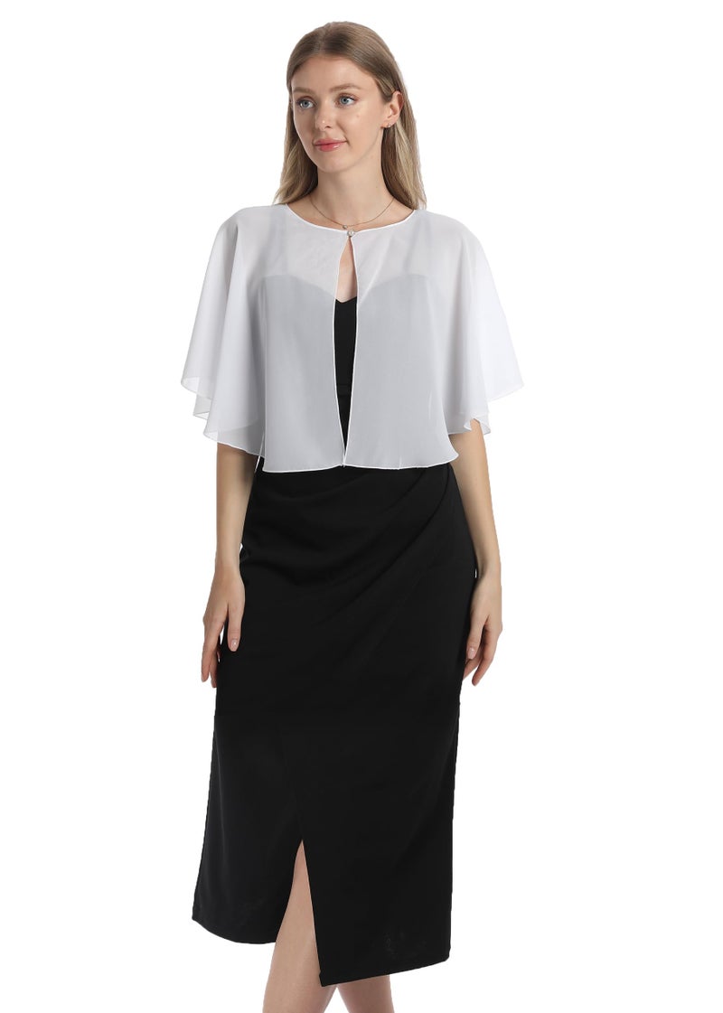 Hotshawl Chiffon Capelet Women's Soft capes Shawls and Wraps for Evening Dress Wedding Cape Cover Up (Ivory) - Image 5